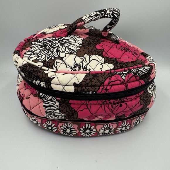 VERA BRADLEY Small Zip Travel Cosmetic Case - Mocha Rouge Pattern - Picture 1 of 6
